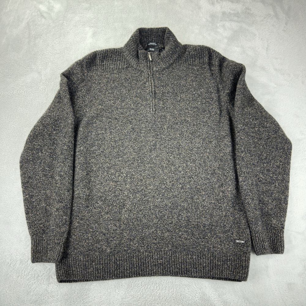 Hugo Boss Men's Size XL Wool Blend 1/4 Zip Pullover Sweater Made In Turkey
